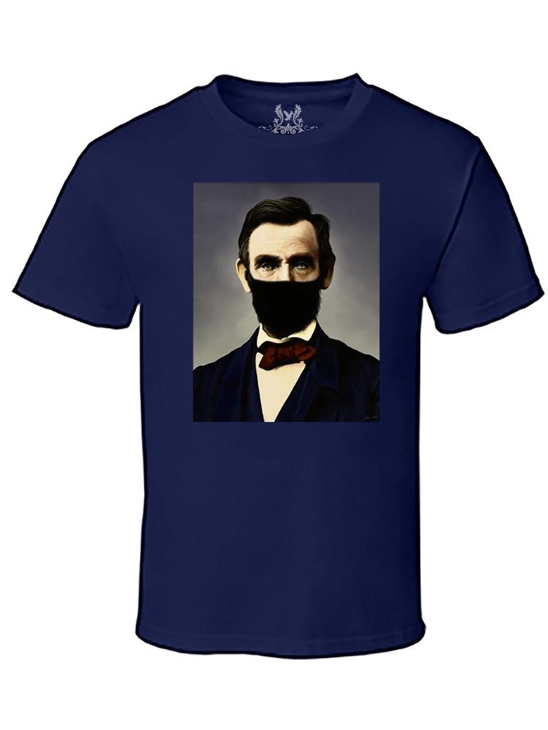NW MEN'S PRINTED ABRAHAM LINCOLN MASK HUMOR MMA HIPSTER MMA FUNNY TEE T-SHIRTS - Picture 11 of 14