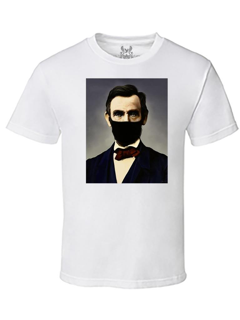 NW MEN'S PRINTED ABRAHAM LINCOLN MASK HUMOR MMA HIPSTER MMA FUNNY TEE T-SHIRTS - Picture 14 of 14