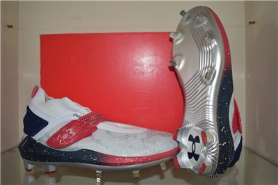 Under Armour Harper 8 Low USA ST Baseball Shoes White/Navy  display picture 1