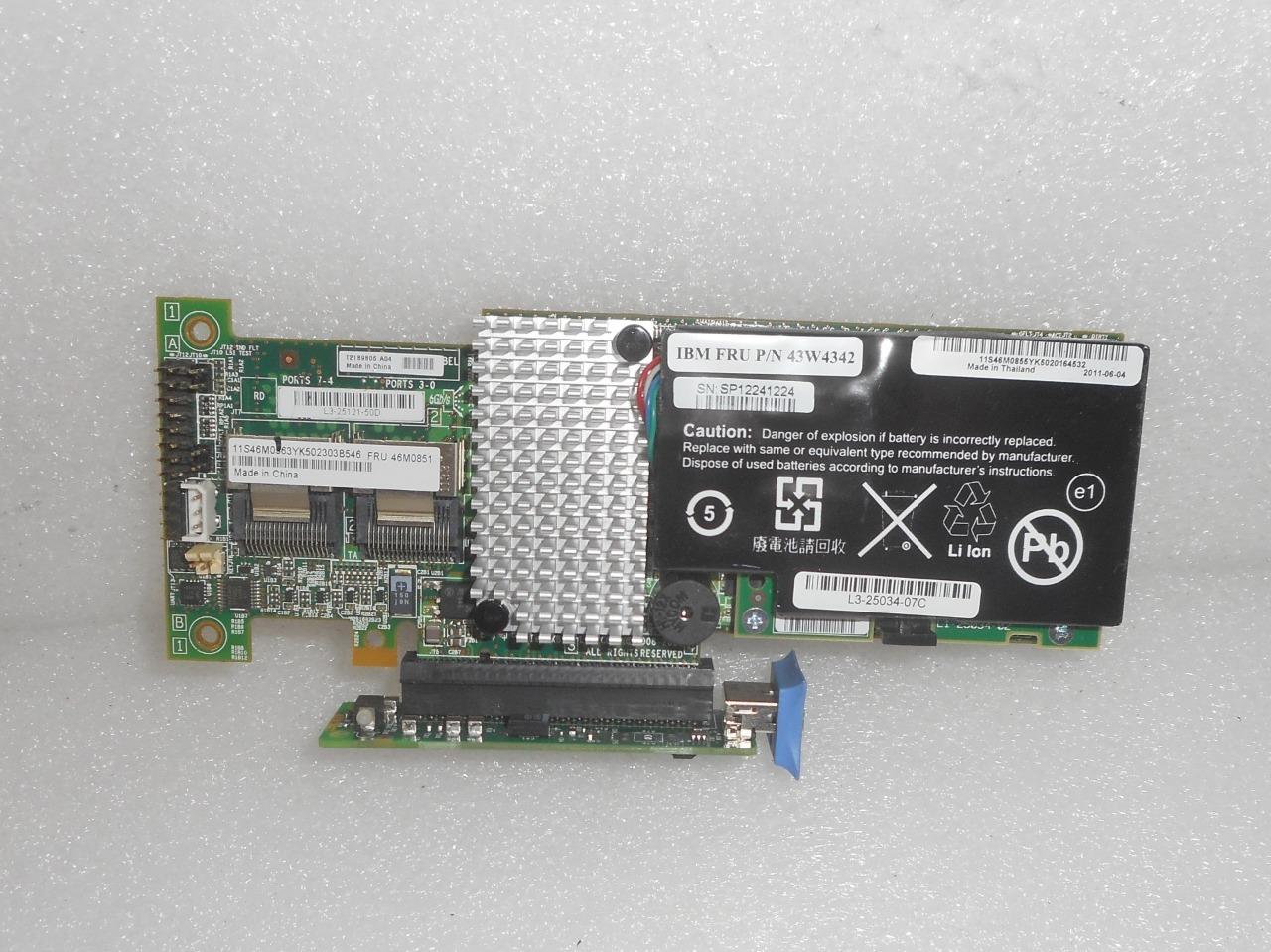 IBM 46M0851 Server RAID M5015 RAID Controller w/ Battery 43W4342, Riser