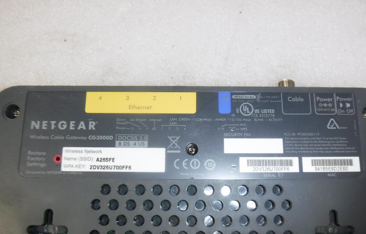 NETGEAR CG3000D Wireless WiFi Gateway Modem Router Docsis 3.0 eBay