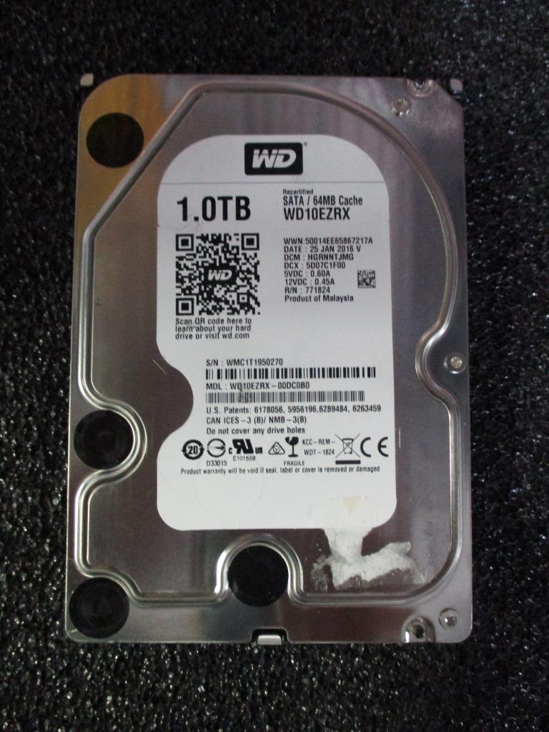Western Digital WD10EZRX-00DC0B0 1TB 5400K RPM 6.0GBp/S 3.5" SATA HARD ...