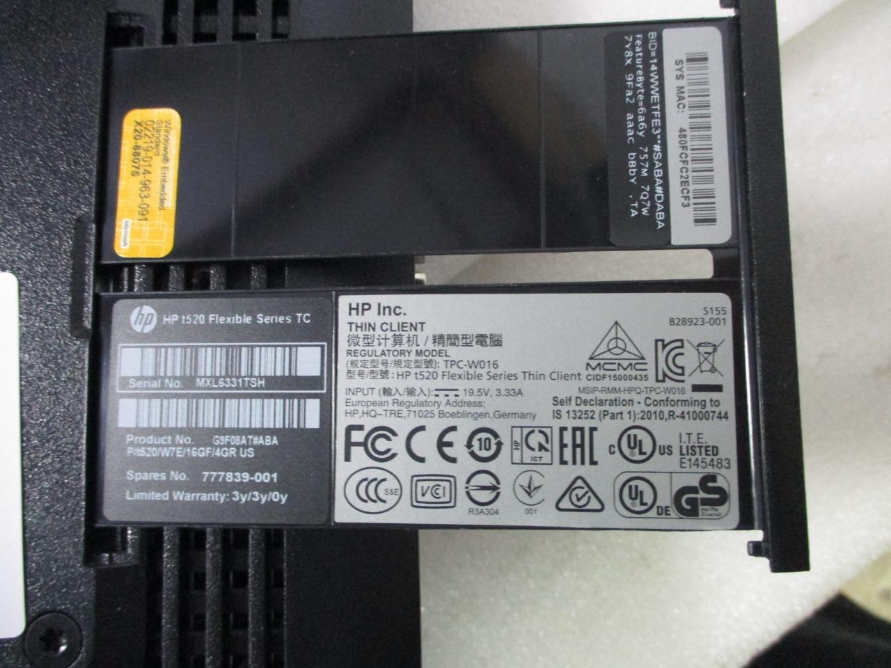 HP T520 Flexible Series TPCW016 GX212JC 4GB RAM 16GB SSD Thin Client PC (B292) eBay