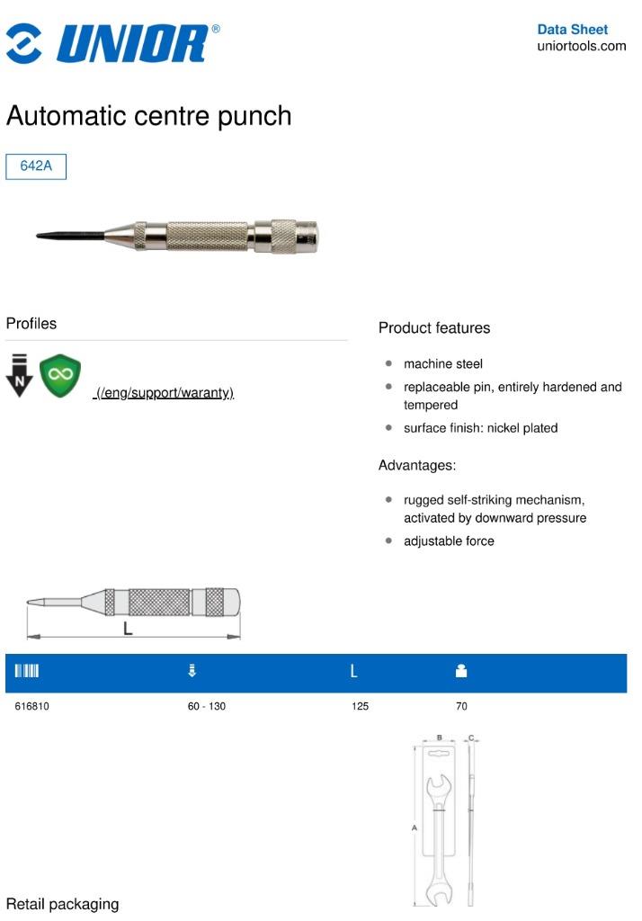 New Unior 642a Automatic Centre Adjustable Punch 616810 | eBay