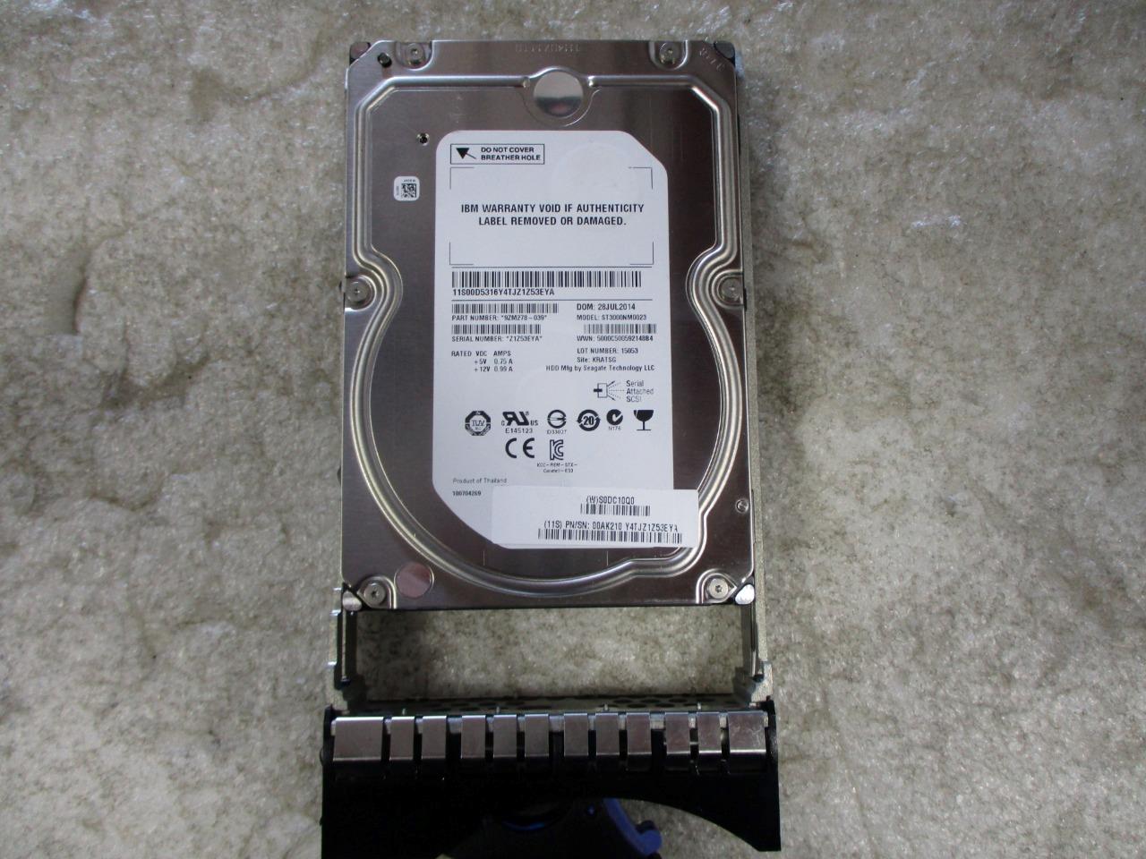IBM Seagate 00Y5779 ST3000NM0023 3TB 7.2K RPM 6Gb/s 3.5