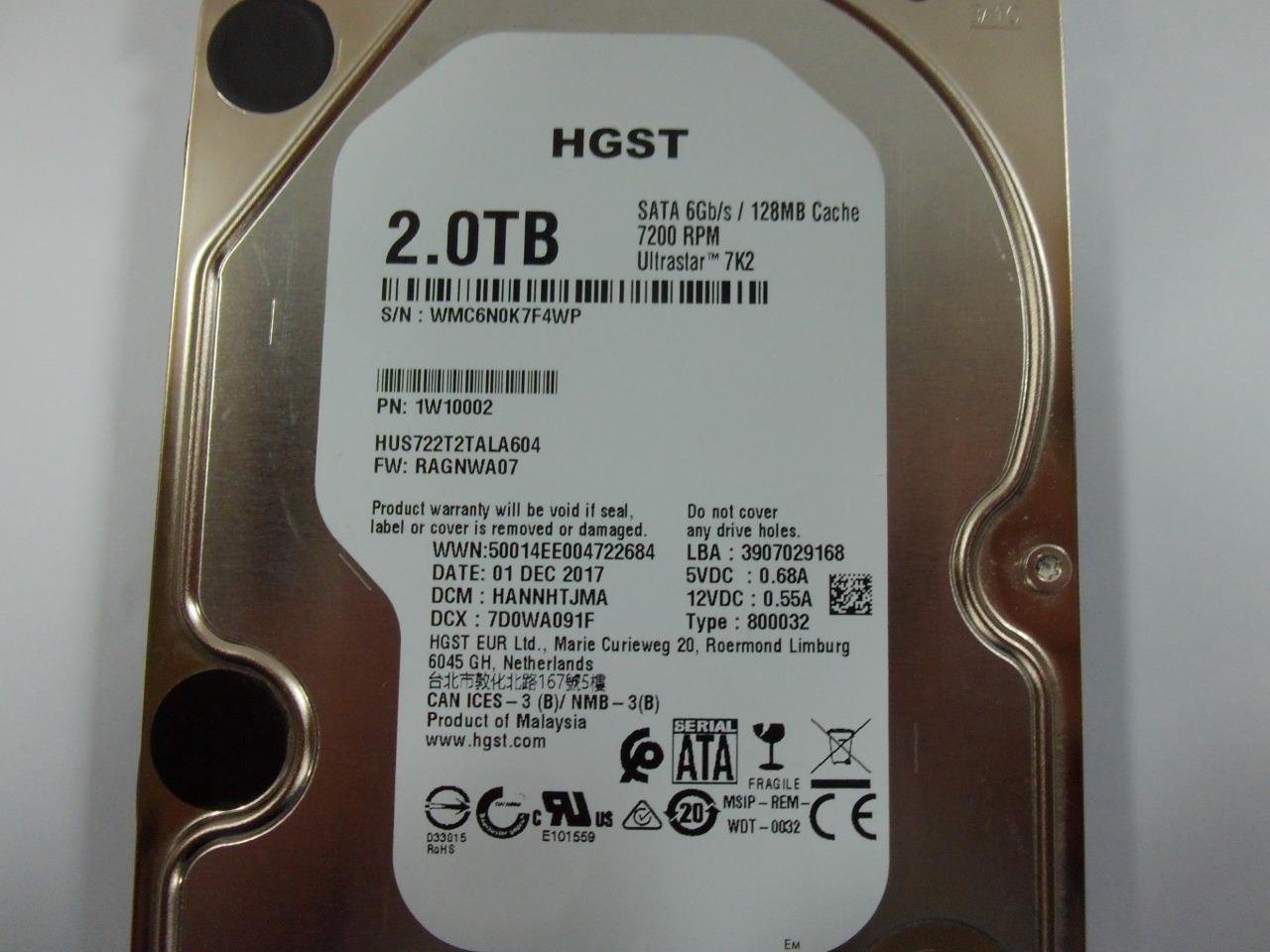 HGST HUS722T2TALA604 2TB SATA 6Gb/s 128MB Cache 7200 RMP 3.5 HGST HUS722T2TALA604 2TB SATA 6Gb/s 128MB Cache 7200 RMP 3.5