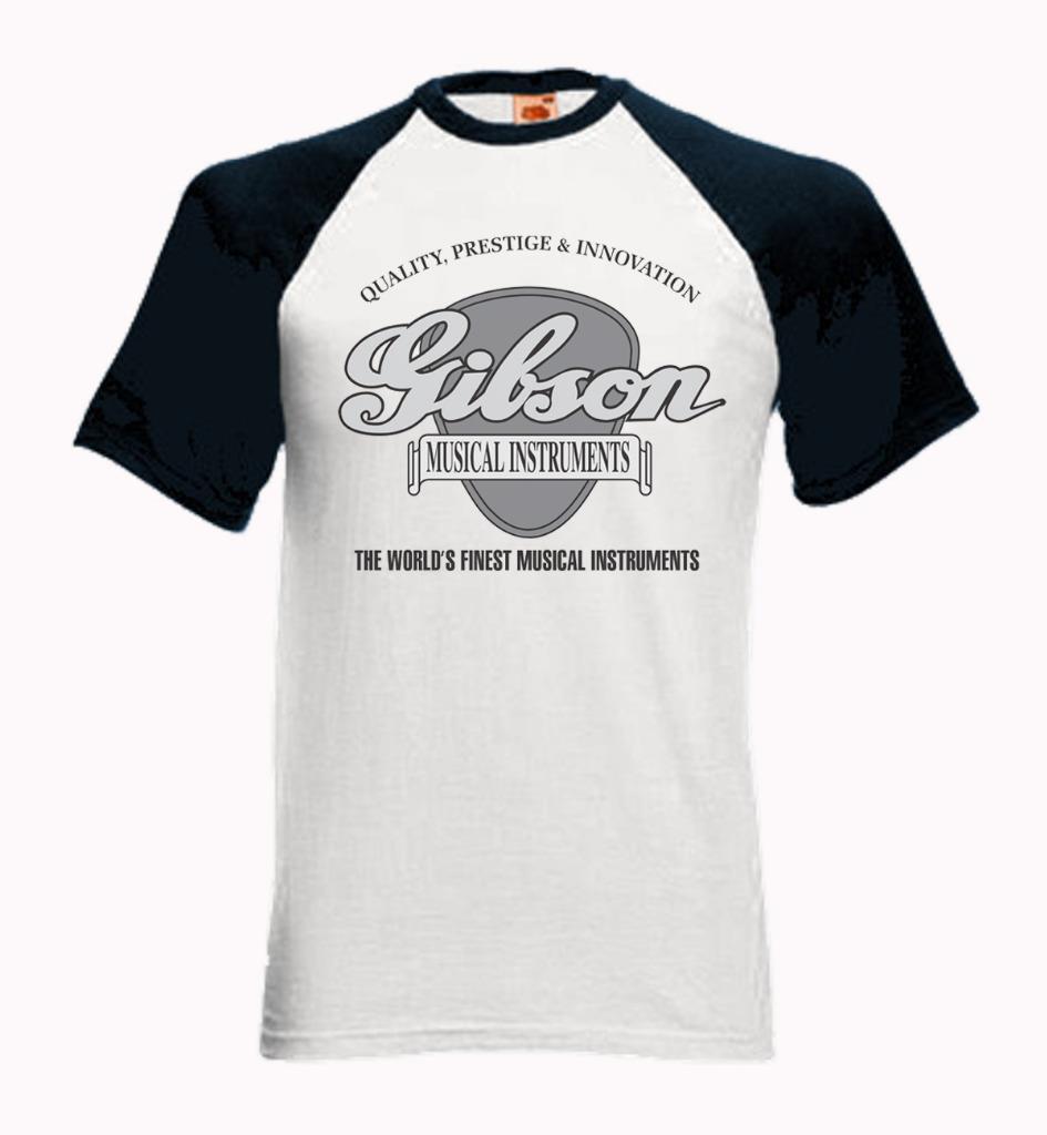 Baseball T-Shirt SS with GIBSON GUITAR Big Pick Design - Les Paul Sg ...