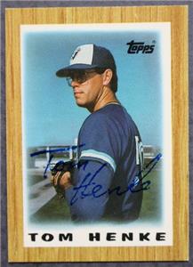 Toronto Blue Jays Star Tom Henke Autographed / signed 1987 Topps