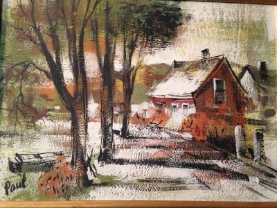 Landscape Acrylic Painting Of Woods Cabin Art Signed Paul 122 Ebay