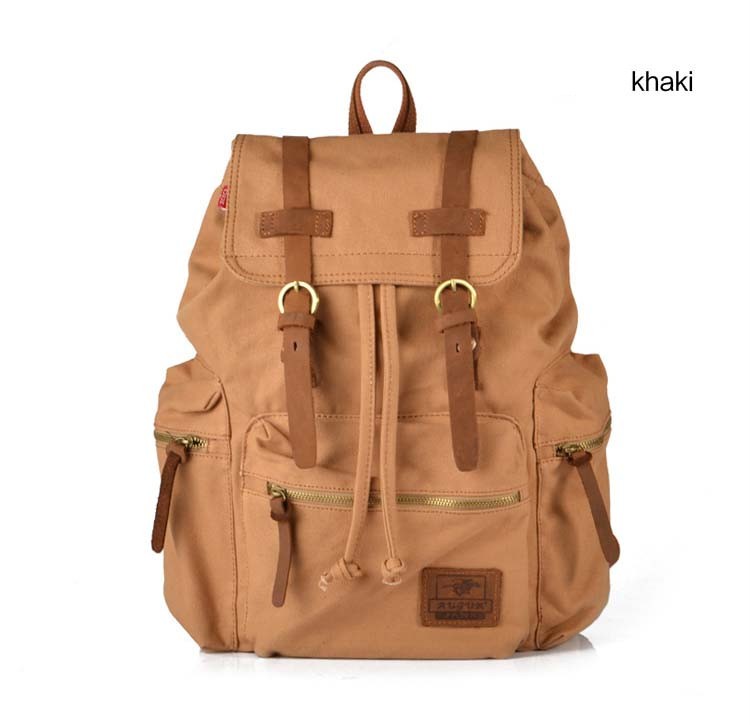 New Girls Mens Canvas Leather Backpack Rucksack Laptop Handbag Book Bag ...