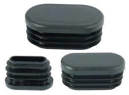 Flat Sided Oval Black Capped Ribbed Insert Blanking End Caps Tube Bung - Picture 2 of 7