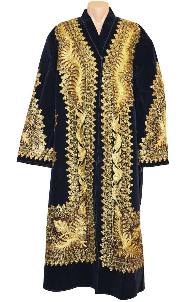 Uzbek Amazing Embroidery On Velvet Chapan Robe Ebay