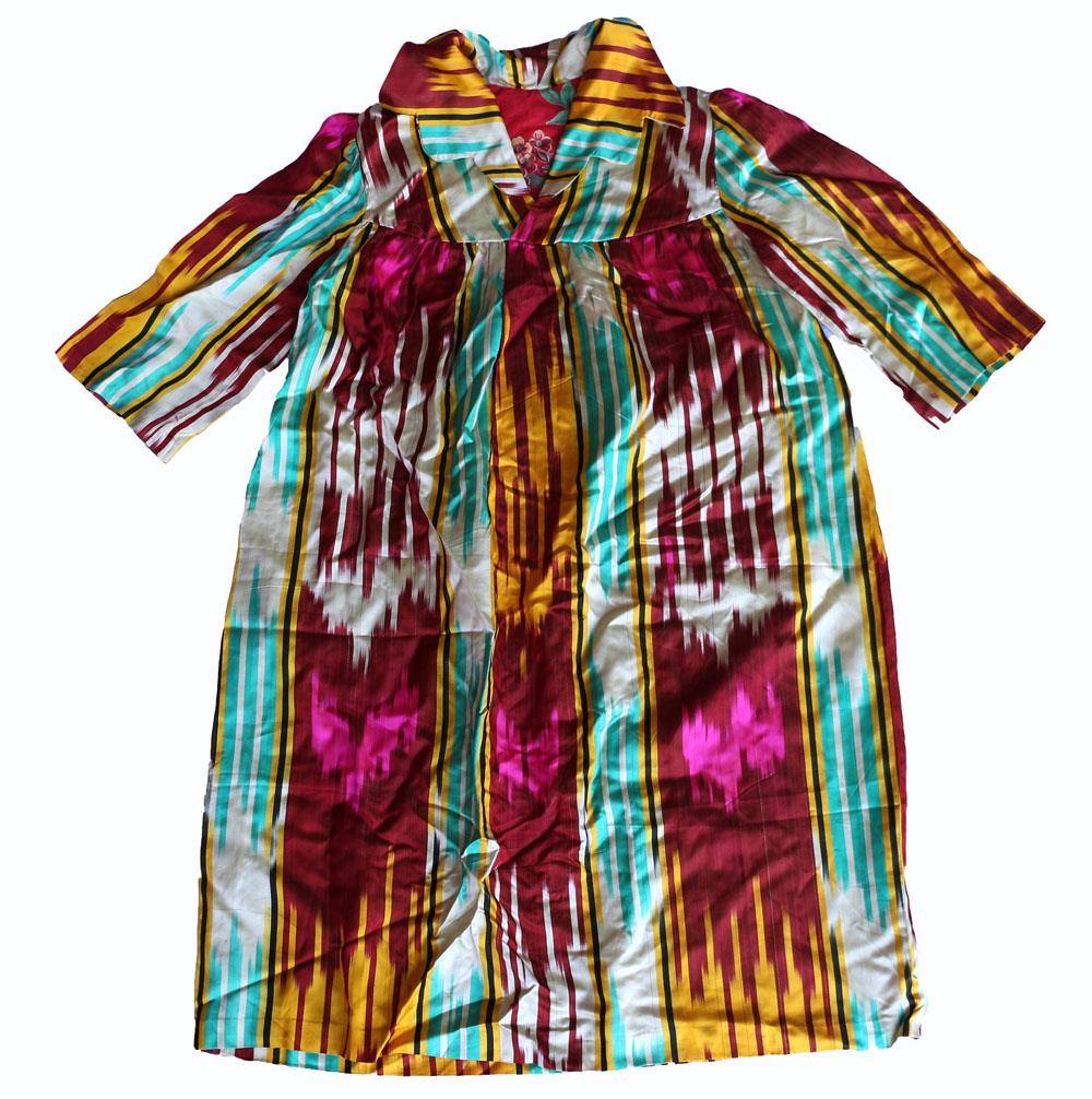 atlas silk dress UZBEK TRADITIONAL "HAN-ATLAS" 70%SILK-30%COTTON WOMEN'S HANDMADE DRESS-CHEMISE