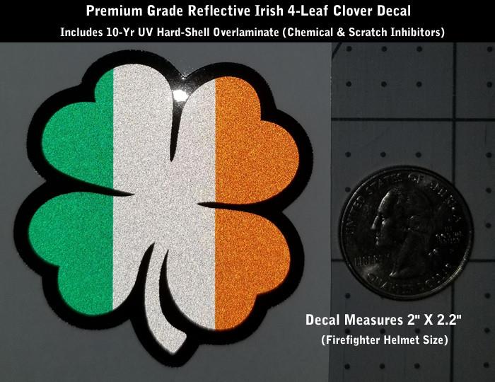 Firefighter Helmet Reflective Irish 4 Leaf Clover Shamrock Decal Sticker 2 0281 Ebay