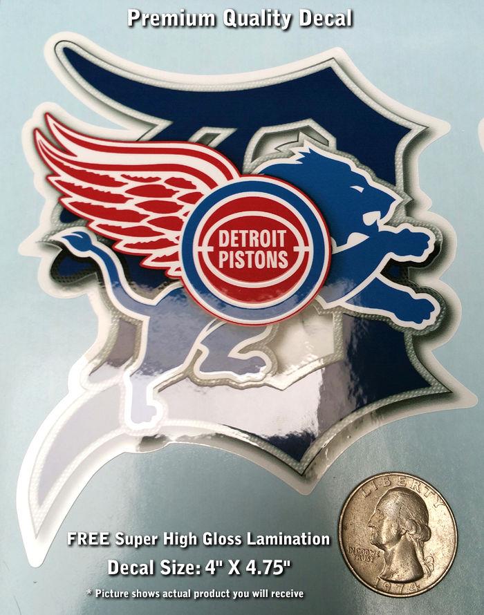 Detroit Tigers Red Wings Pistons Lions 4D Decal Premium Laminated 4