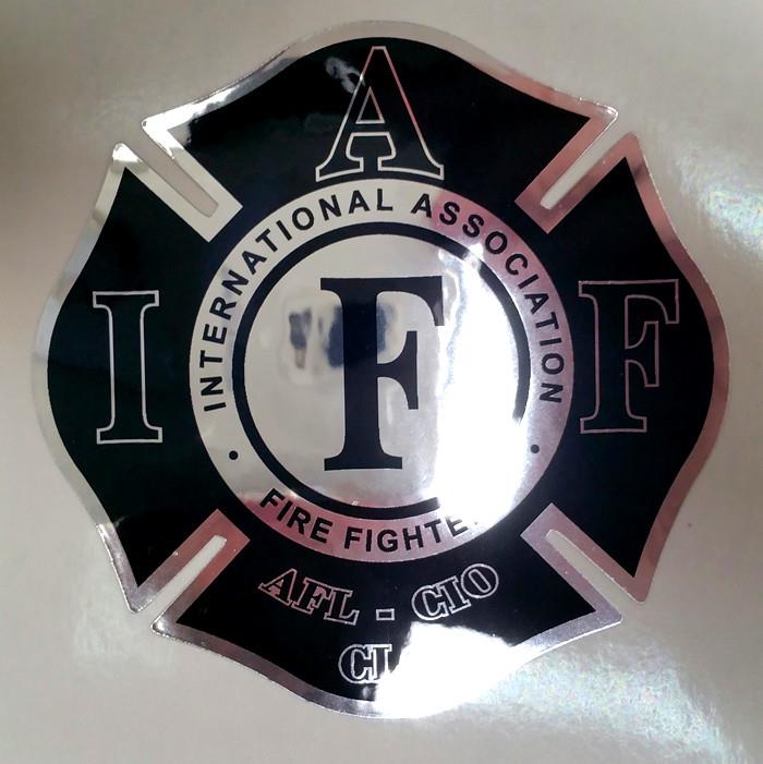 IAFF Firefighter REFLECTIVE Orange Decal Kit 2pcs Stickers 3.7" & 2" LAM 0269