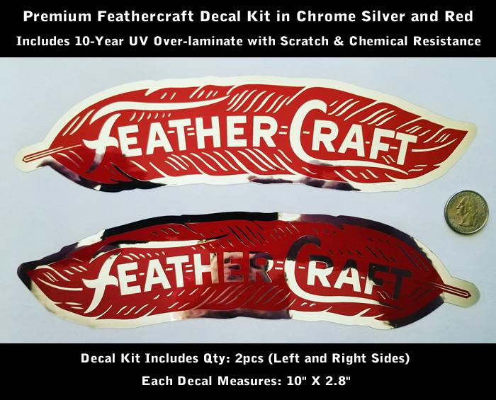 Feathercraft Feather Craft Boat Decal Sticker Kit 2pcs Chrome 10