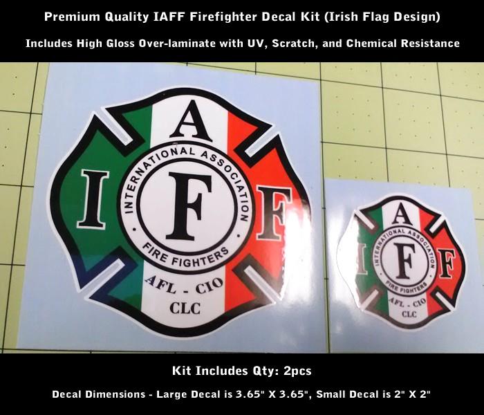 IAFF Firefighter Decals Gold Chrome 2pc Kit 3.7/" and 2/" Premium Laminated 0285