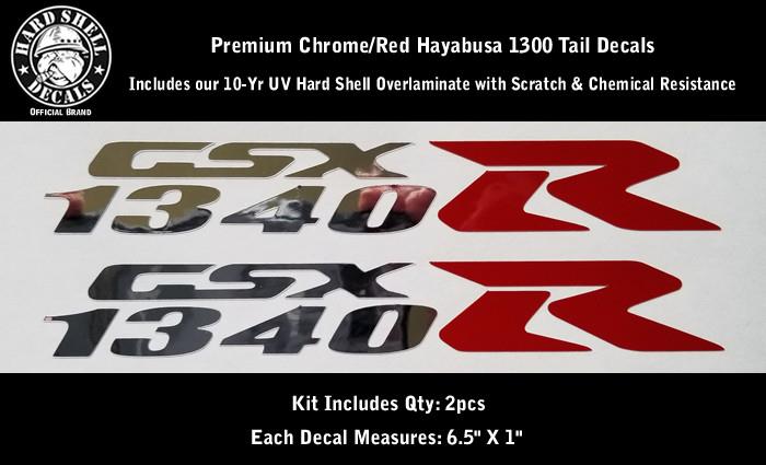 1340 R Hayabusa GSXR Chrome /& Red Decal Kit 2pcs Premium Laminated 0175