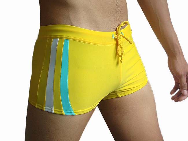 NWT Speedo Square Cut Men's Swim Trunks Swimsuit Lycra Yellow | eBay