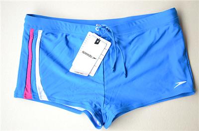 Speedo Mens Square Cut Swim Trunks Swimsuit Shorts Lycra Blue ~ FREE ...