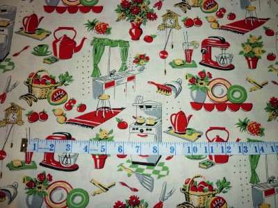 FQ OLD FASHIONED 1950S KITCHEN FABRIC VINTAGE RETRO | eBay