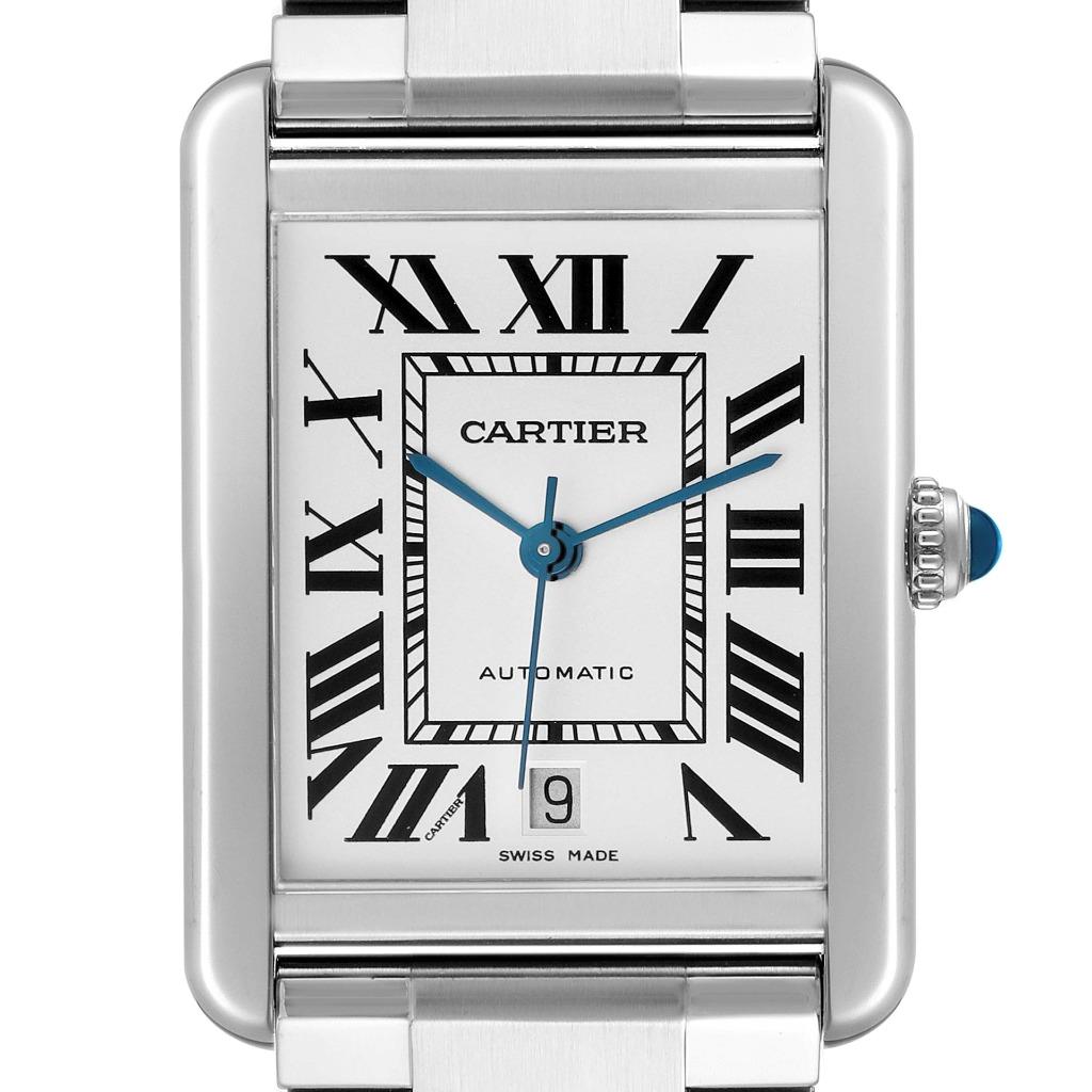 Cartier Tank Solo XL Silver Roman Dial Steel Mens Watch W5200028