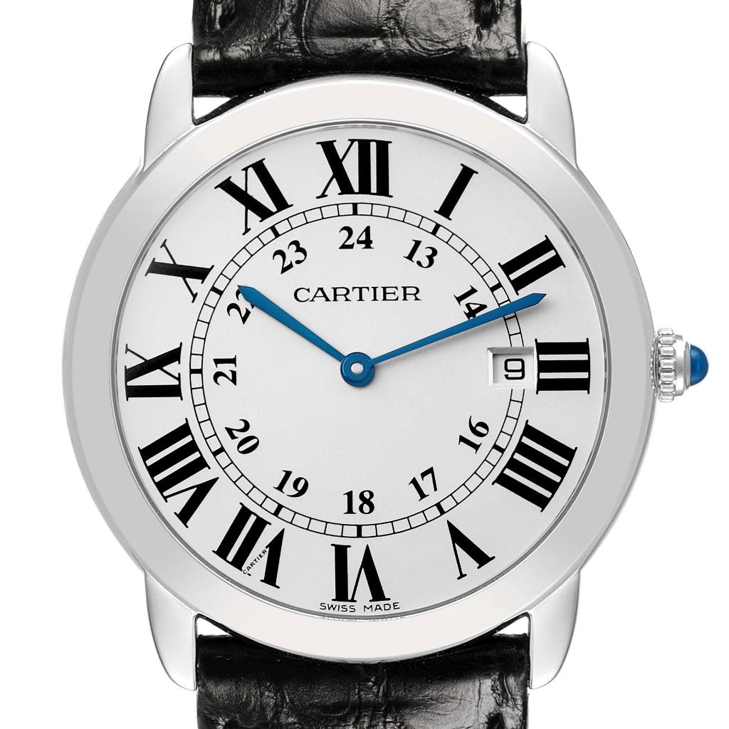 Cartier Ronde Solo Large Steel Silver Roman Dial Mens Watch W6700255