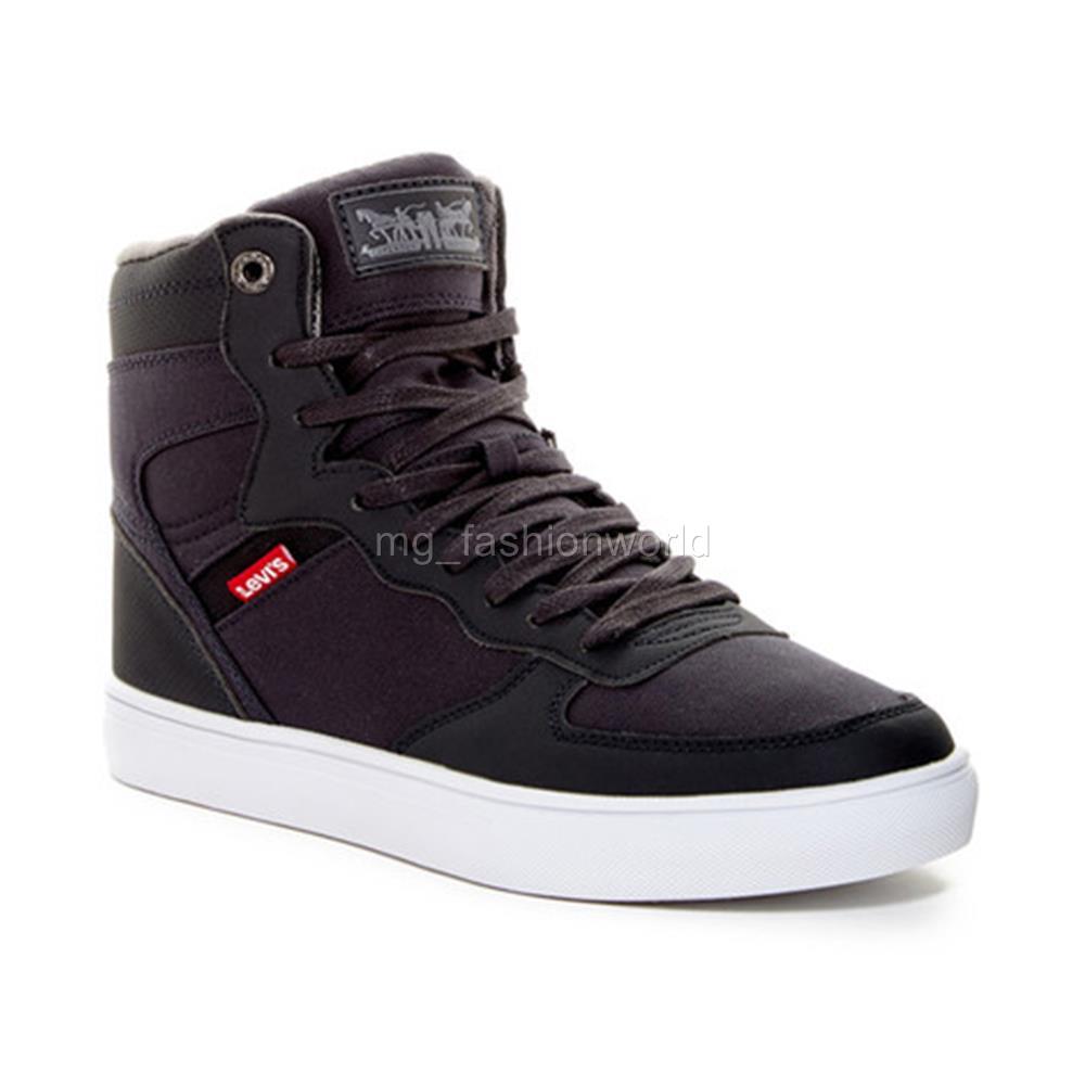New Men Levis Jeffrey Hi Top Sneaker Shoes Black Lace Up Round Toe size   10 | eBay