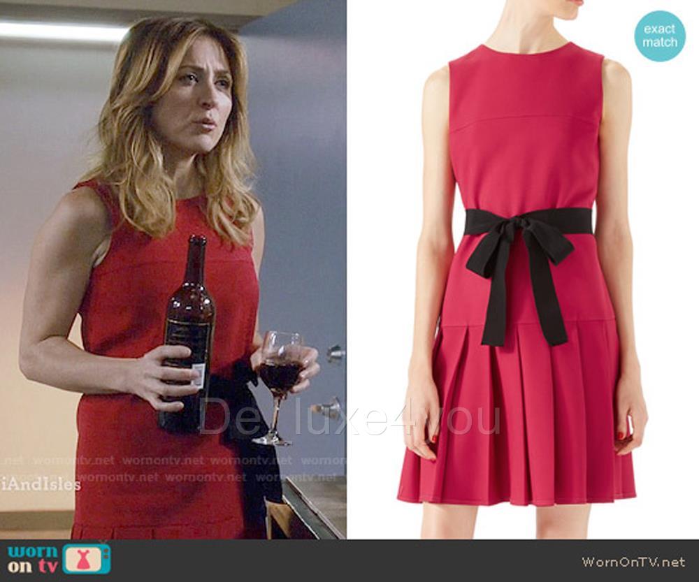 New Gucci Mini Cocktail Red Silk Dress With Ribbon Black