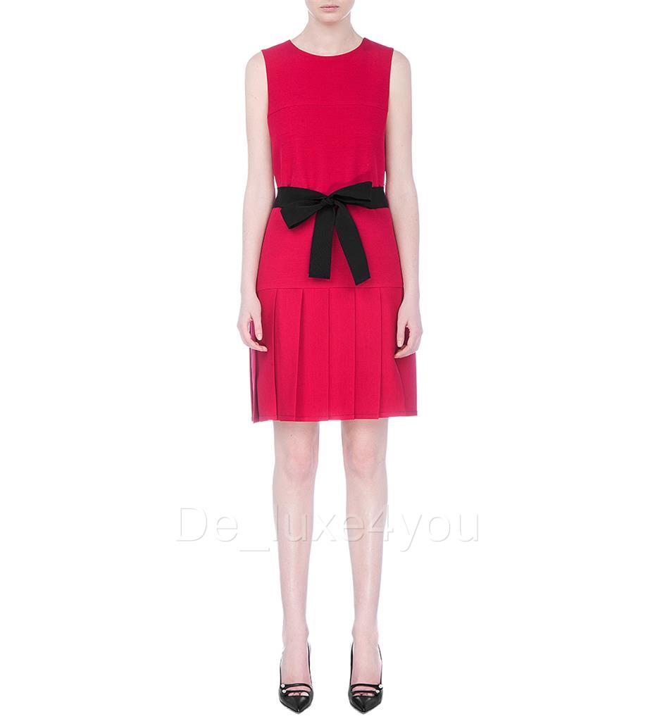 red and black gucci dress New Gucci Mini Cocktail Red Silk Dress With Ribbon Black Belt It. 42 - US 6