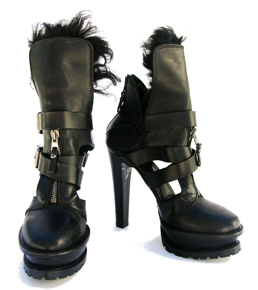 1125 NEW ETRO RUNWAY LEATHER SHEARLING PLATFORM ANKLE