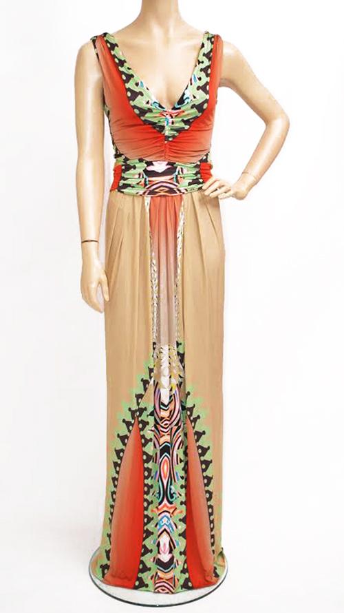 New ETRO Printed Stretch Jersey Multicolored Long Dress Gown Italian 42 -  US 6/8 | eBay