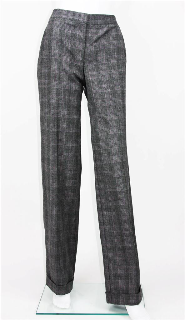 NEW ALEXANDER McQUEEN WOOL CASHMERE CHECK GRAY DRESS PANTS 38 - 4 | eBay