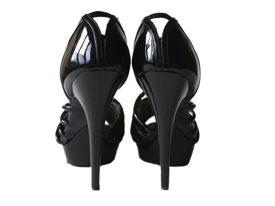 New $995 ROBERTO CAVALLI Patent Leather Platform Black Shoes