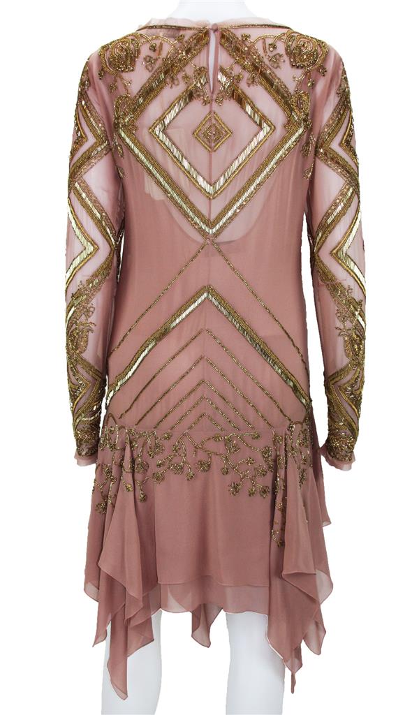 pucci beaded dress New EMILIO PUCCI Fully Beaded Silk Nude Pink Cocktail Dress w/Slip IT 42 -  US 8