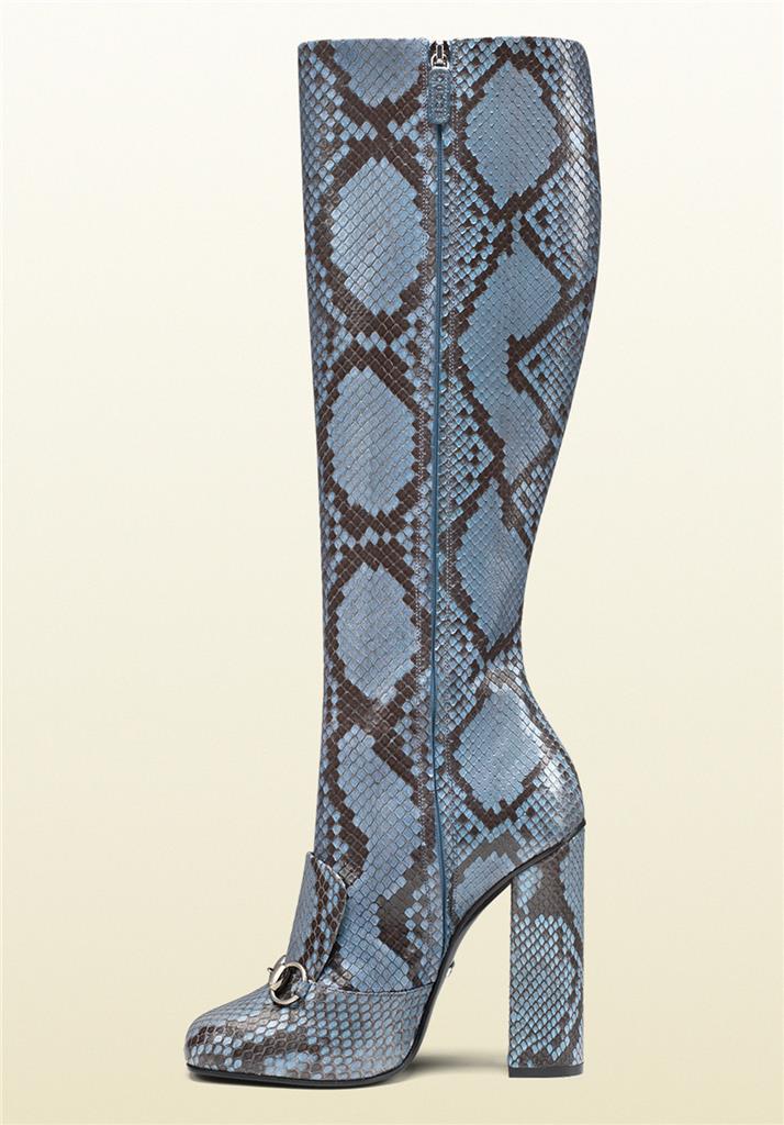 NEW GUCCI CAMPAIGN $3500 PYTHON HORSEBIT KNEE HIGH BOOTS