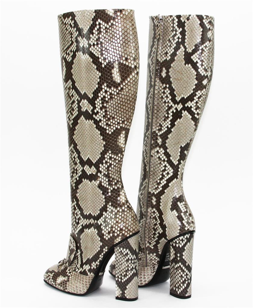 NEW GUCCI CAMPAIGN $3500 PYTHON HORSEBIT HIGH BOOTS BEIGE