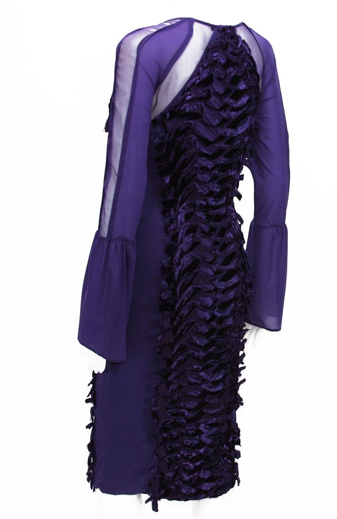 スーツ・フォーマル・ドレス GUCCI TOM FORD 2004 PURPLE VELVET DRESS GUCCI Tom Ford RARE RUNWAY Fall 2004 Purple Velvet Stretch