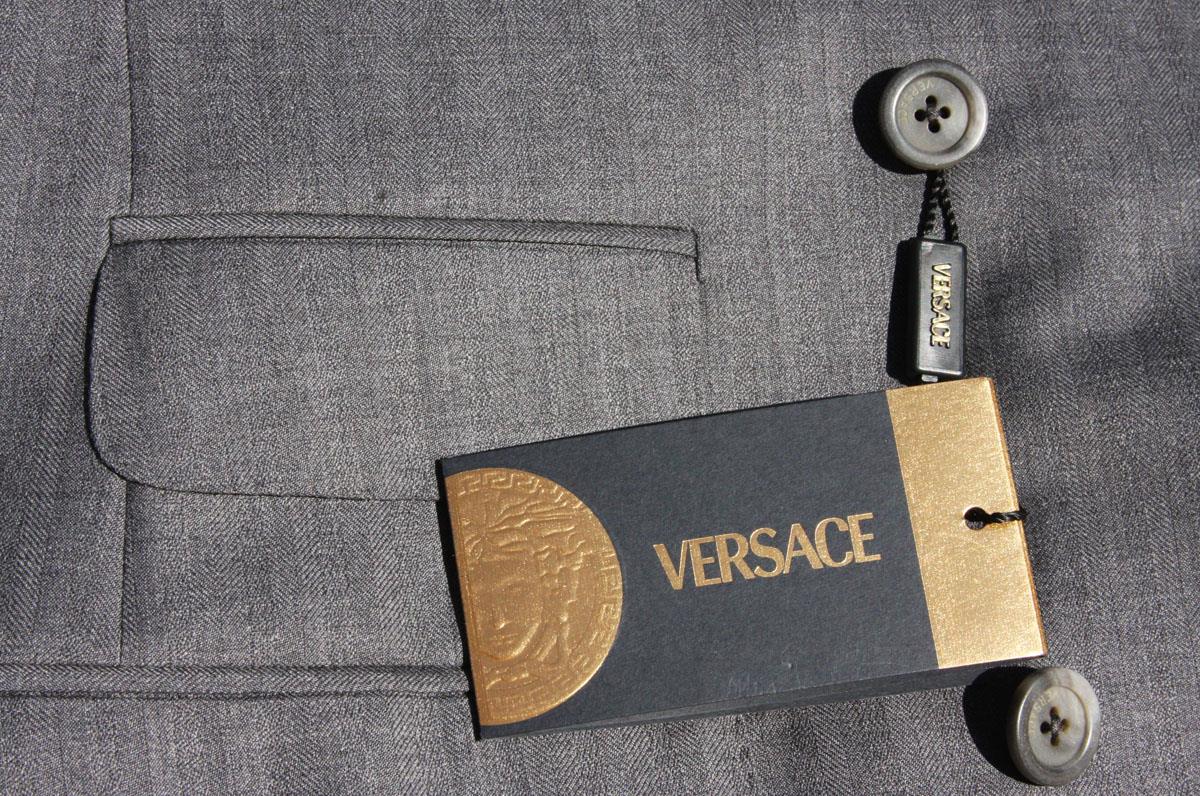 NEW GIANNI VERSACE BLACK LABEL 100 WOOL GRAY SUIT It. 46 C US 36 S