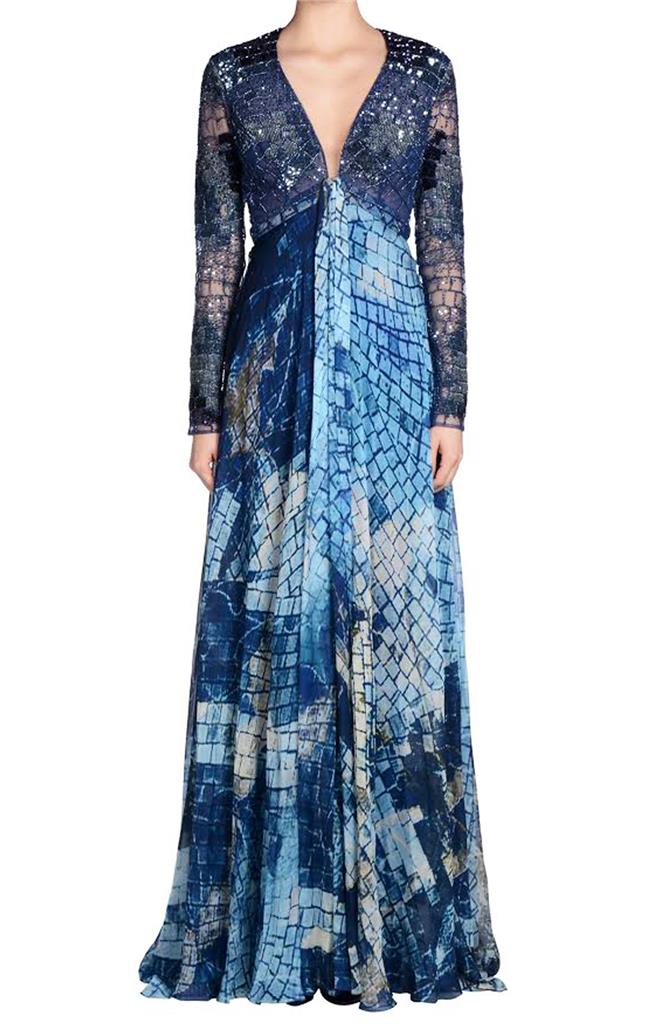 zuhair murad blue dress Zuhair Murad Couture Purple Gown with Sheer Sleeves