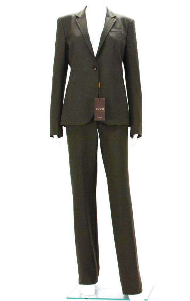 NEW $2445 GUCCI MILITARY GREEN WOME&#39;S LACED PANT SUIT 46 - 10 | eBay