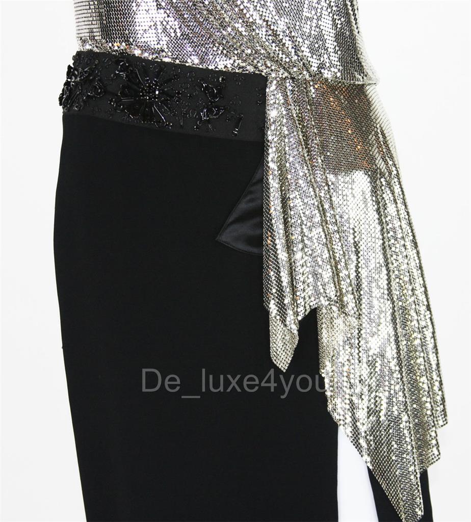 【中古美品】Hella BACK SLIT DRESS（Mサイズ） 2024 Gray Halter Feathers Beaded Mermaid High Split Dress
