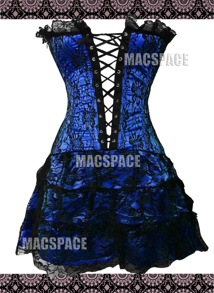 Deep Blue Black Gothic Lolita Bustier Corset Dress S M L XL