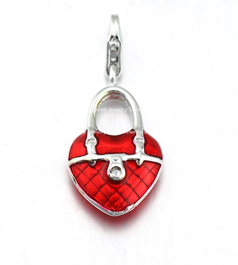 925 SILVER SP CRYSTAL CLIP ON CHARMS PENDANT FOR BRACELET NECKLACE GIRL