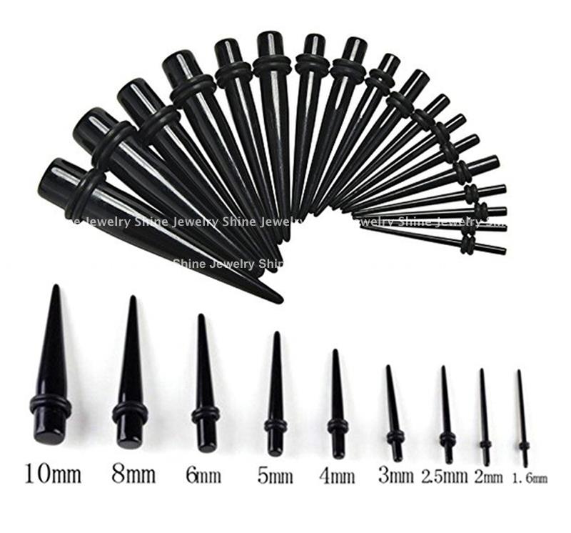 有名なブランド Tunnel Expander Stretcher Spike Ear BLACK Taper Flesh Plug トップス