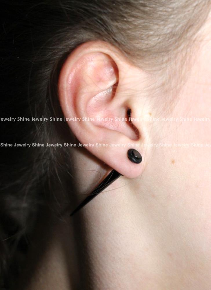 BLACK Ear Spike Stretcher Expander Tunnel Taper Plug Flesh