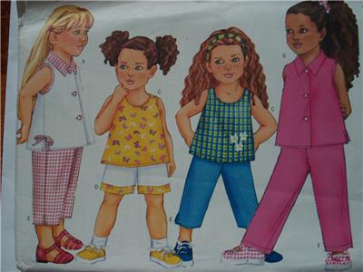 Butterick 6485 Ninas Pantalones Cortos De Verano Tops Patron Talla 4 5 6 Ebay
