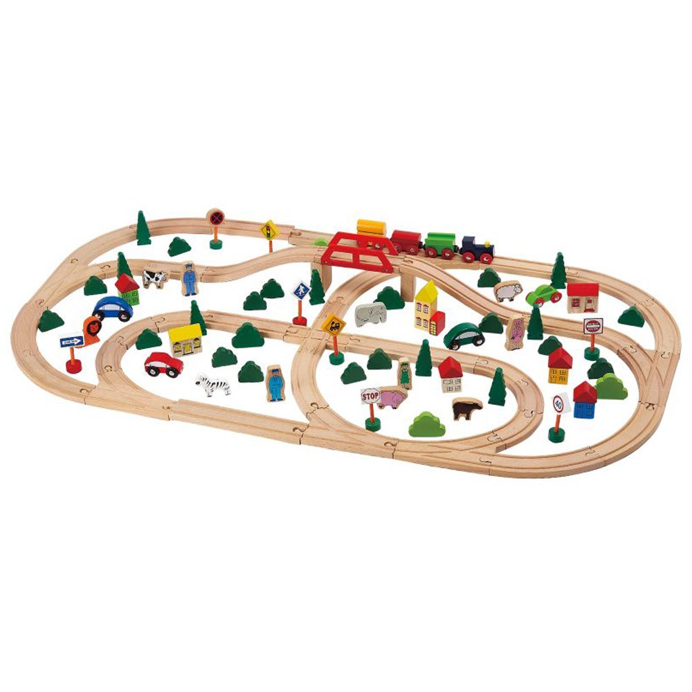 wooden train set 110 piece toy by leomark new