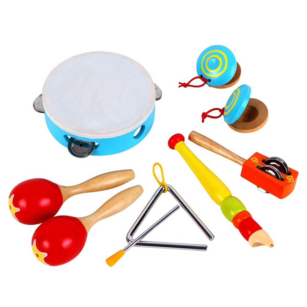 MUSICAL INSTRUMENT SET - TAMBOURINE, TRIANGLE, CASTANETS, MARACAS ...